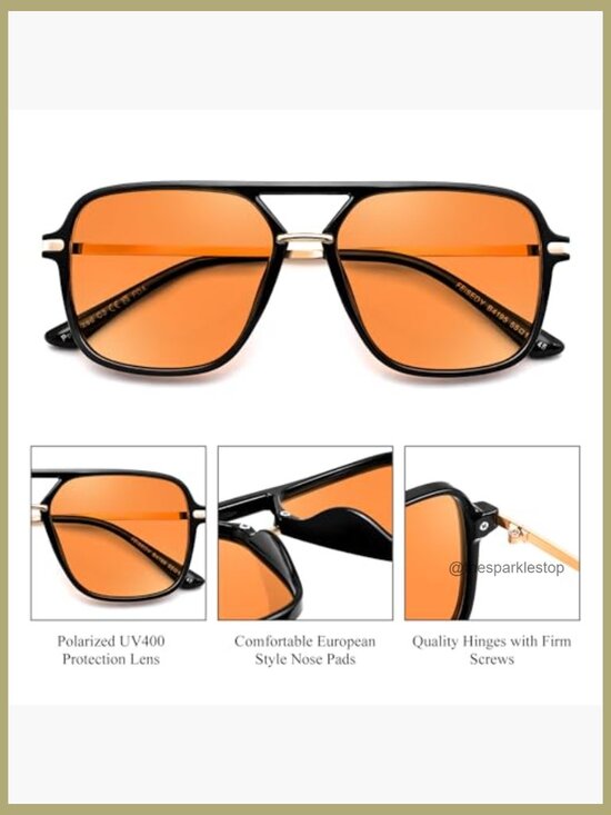 Retro Square Aviator Sunglasses Polarized Lens Double Bridge Frame main image 6